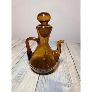Vintage Amber Cruet 5 In With Stopper